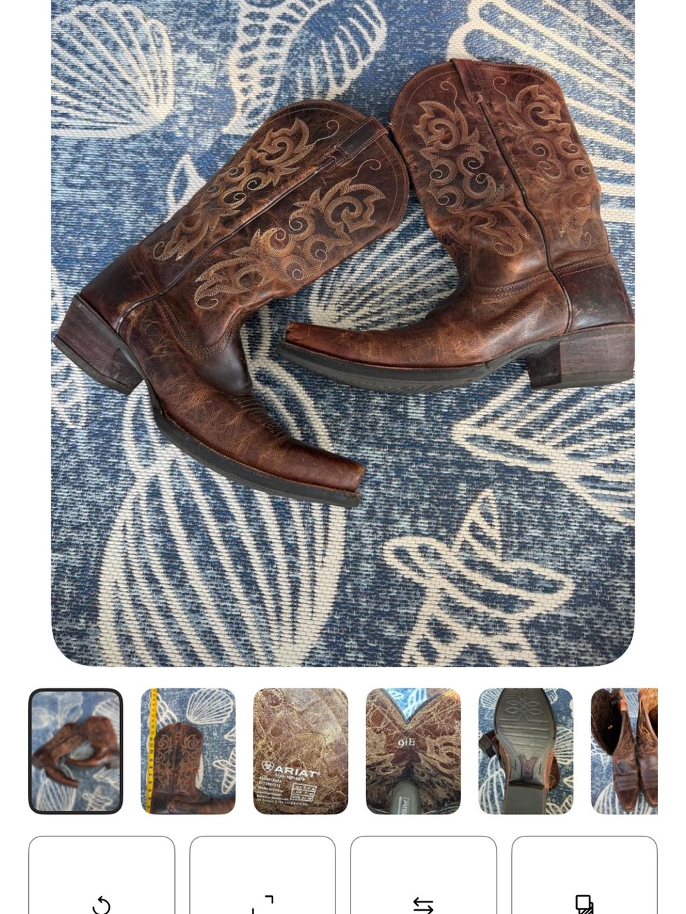 Ariat Brown Leather Western Cowboy Boots with Embroidered Shaft